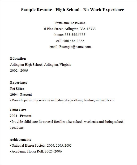 FREE 9+ High School Resume Templates in PDF word