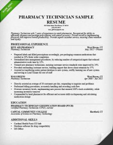 Sample of Pharmacy Technician Resume Sample Resumes