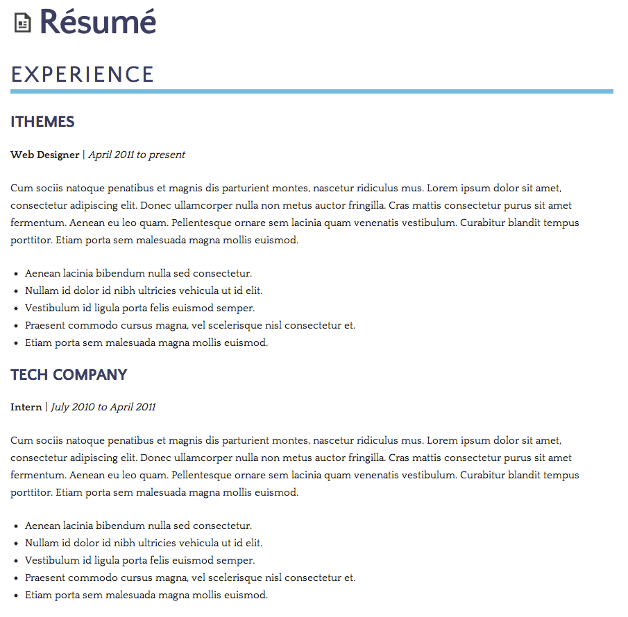 Just Released New Builder Child Theme Résumé in 3 Color Variations