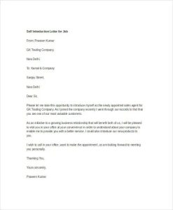 Self Introduction Letter Samples For Your Needs Letter Template