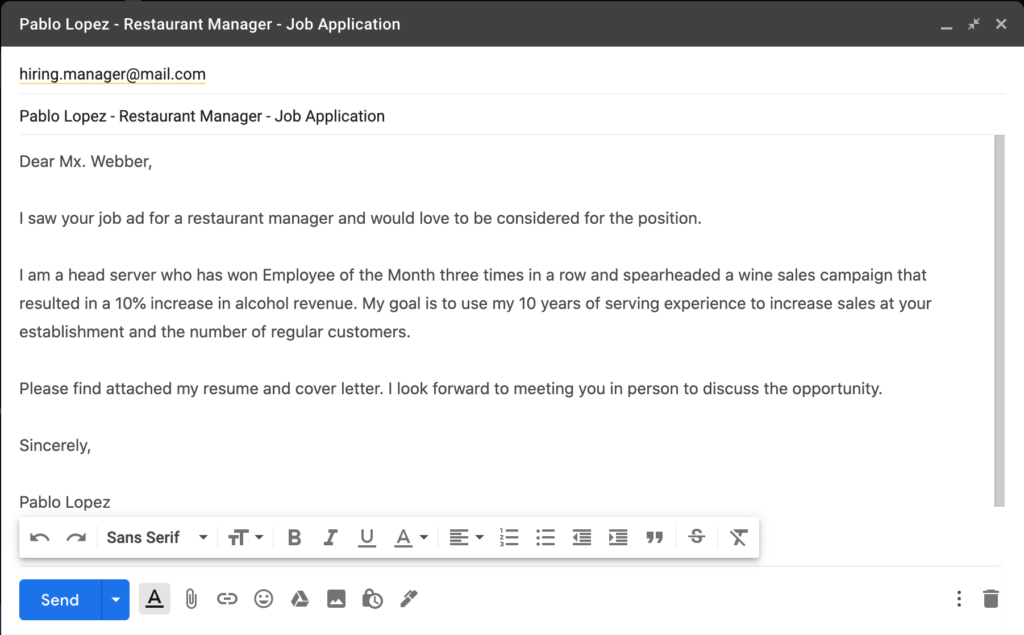 How To Write Email To Send Resume To Hr
