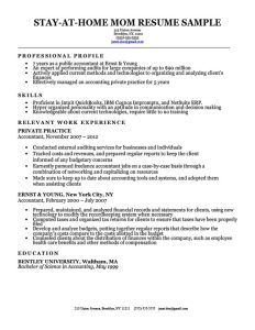 Sample Resume After Stay At Home Mom StayAtHome Mom Resume Sample