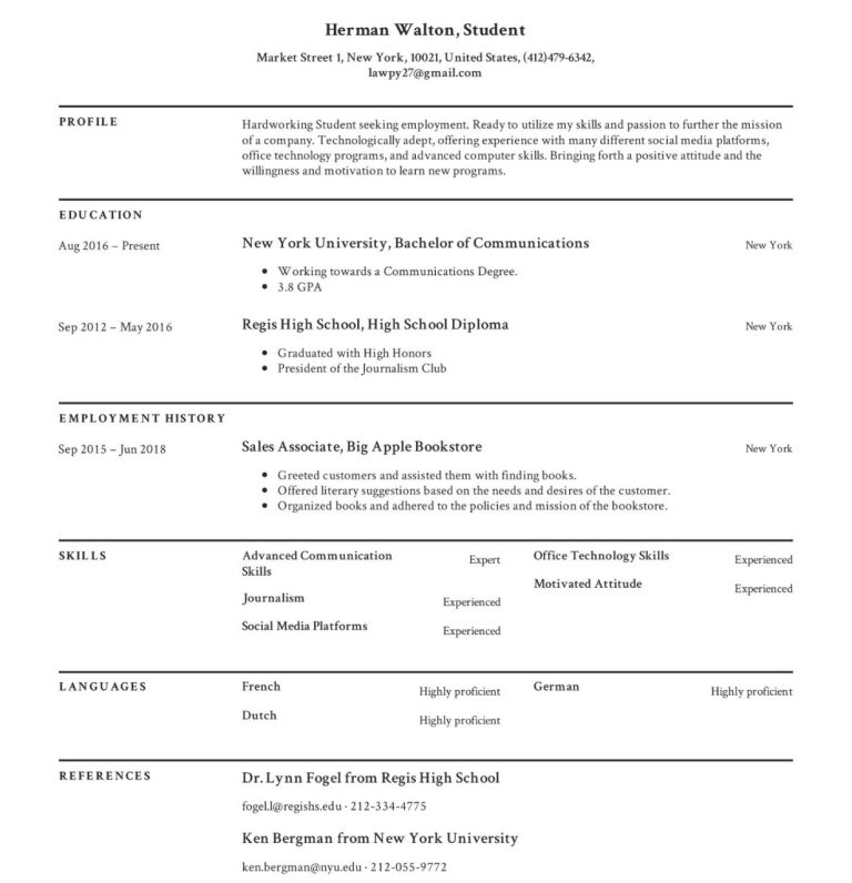 How To Create A Student Resume