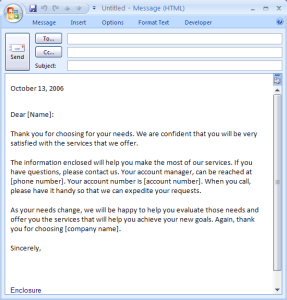 Email Template Introductory letter to new clients ReadyMade Office