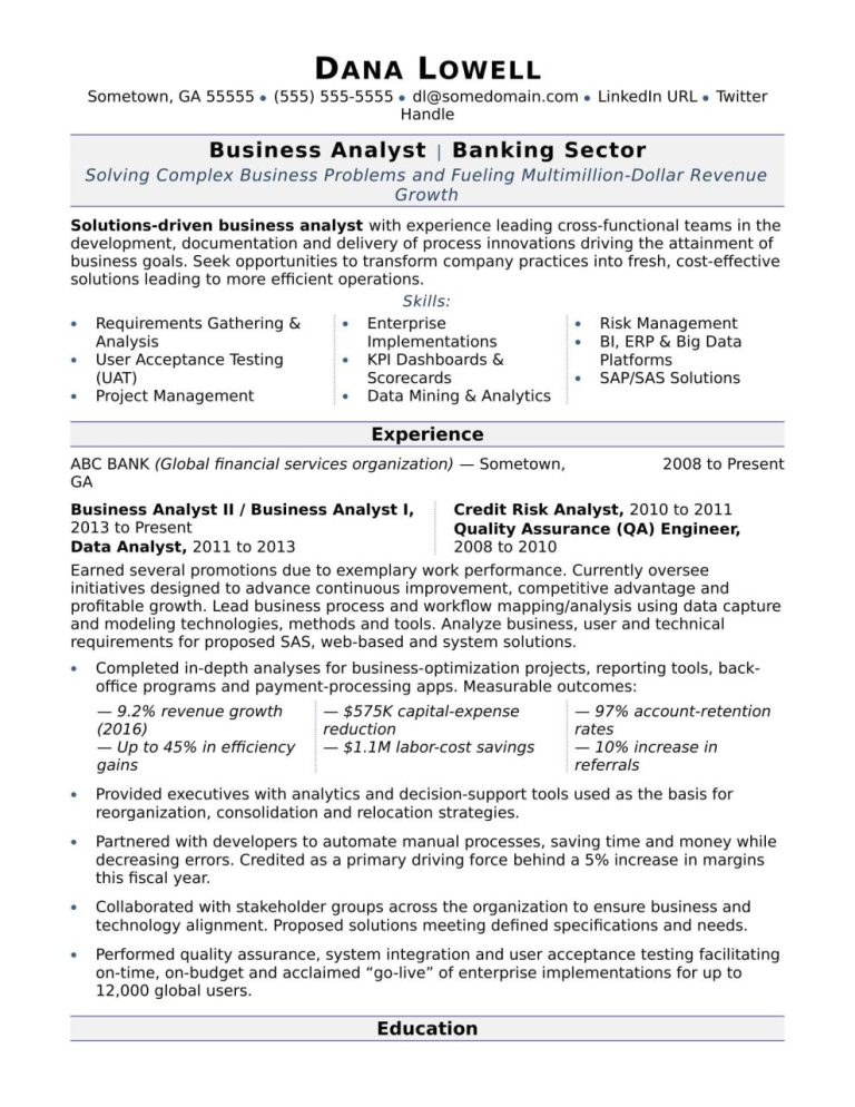 Director Of Business Analytics Resume
