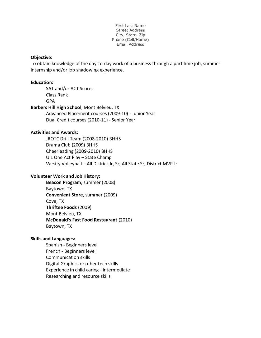 Pin on Resume for teens