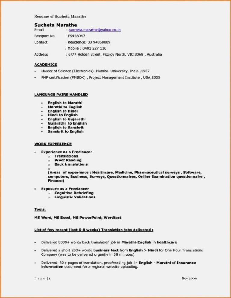 Example Cv Template For 16 Year Old