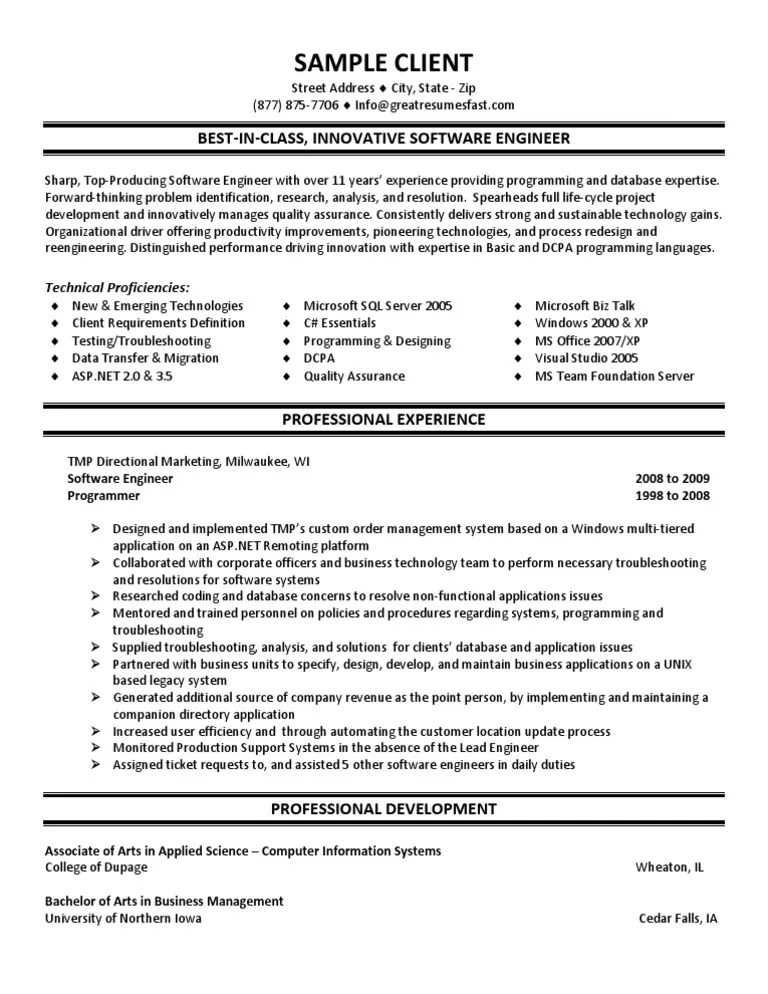 How To Write A Resume For Software Engineering