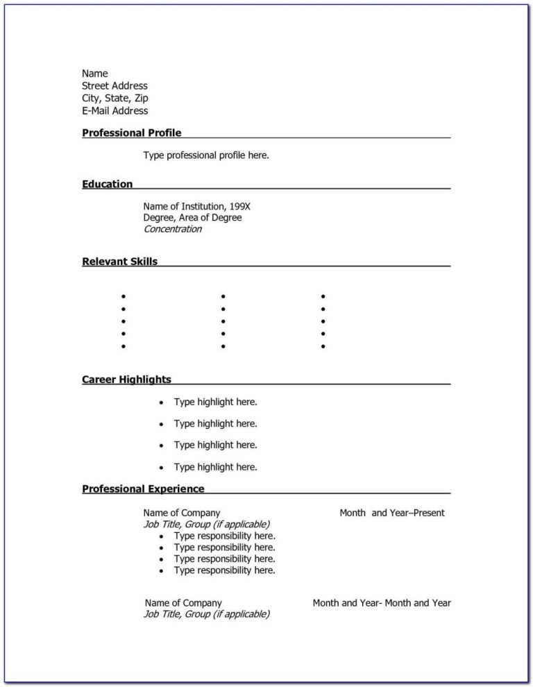 Printable Basic Resume Examples
