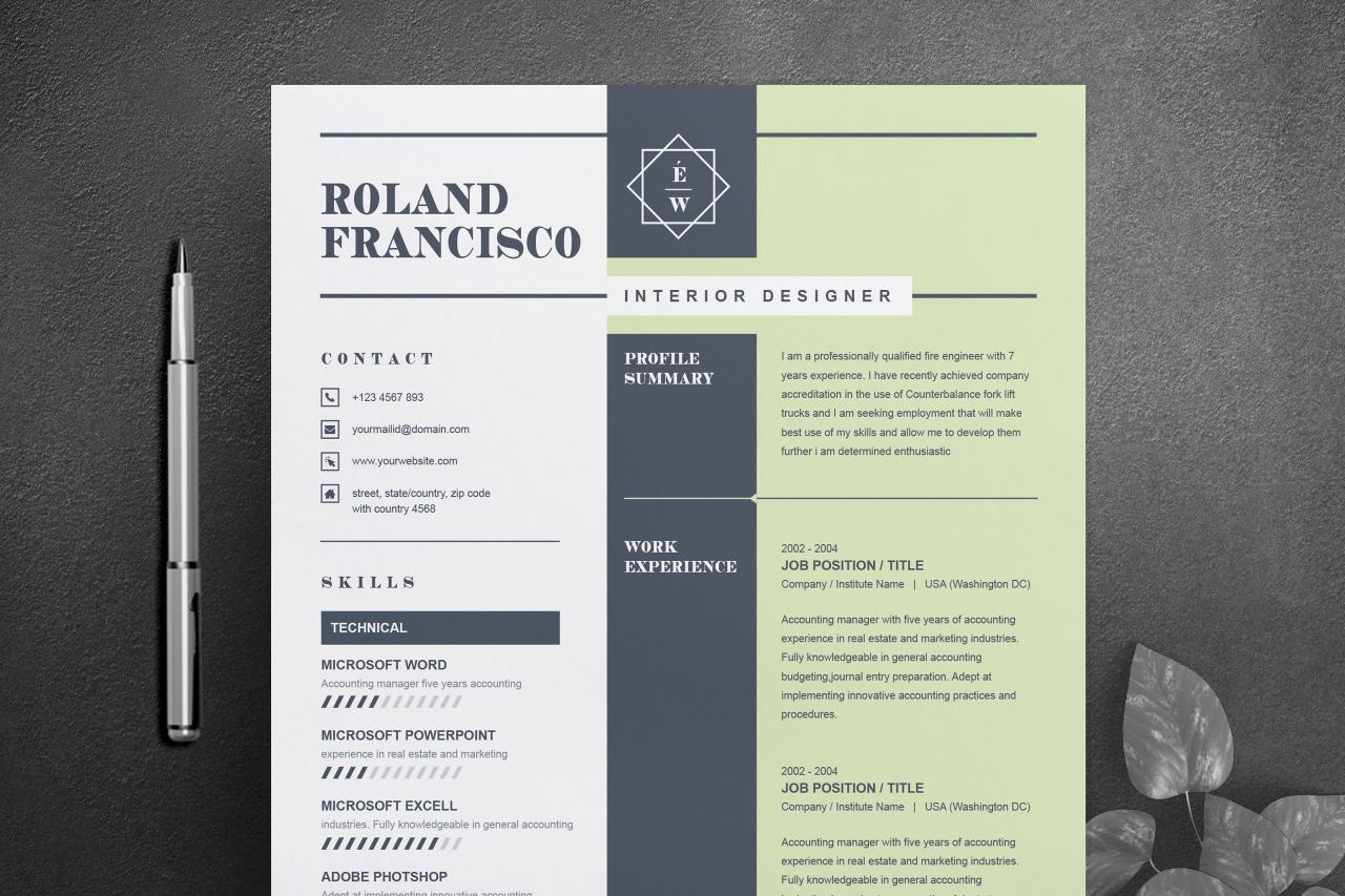 Two Page Resume / CV Template Cover Letter (468298) Resume Templates