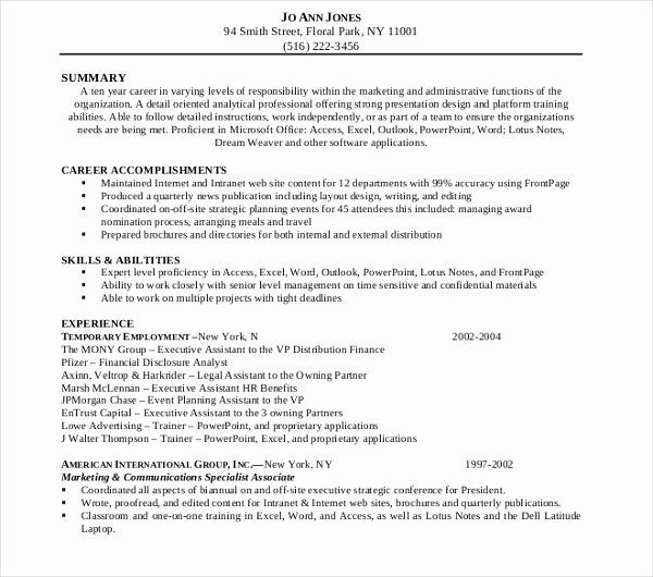 Project Assistant Resume Summary