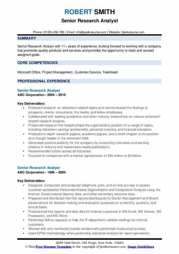 Research Analyst Resume Examples