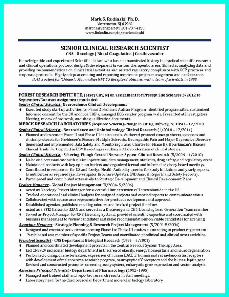 Clinical Research Resume Examples