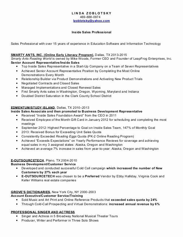 Inside Sales Rep Resume Examples