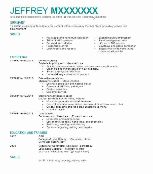 Courier Driver Resume Examples