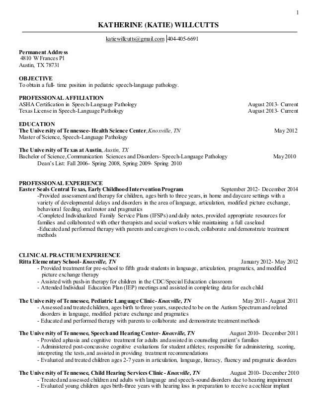 Slp Resume Objective Examples