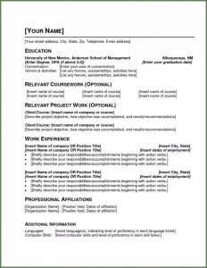 Basic Resume Format Sample