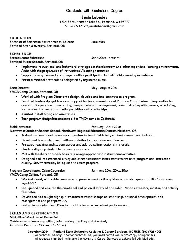 Sample Graduate Degree Resume Examples Resume CV