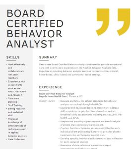 Board Certified Assistant Behavior Analyst Resume Example JKP Analysts
