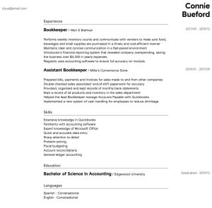 Bookkeeper Resume Samples All Experience Levels