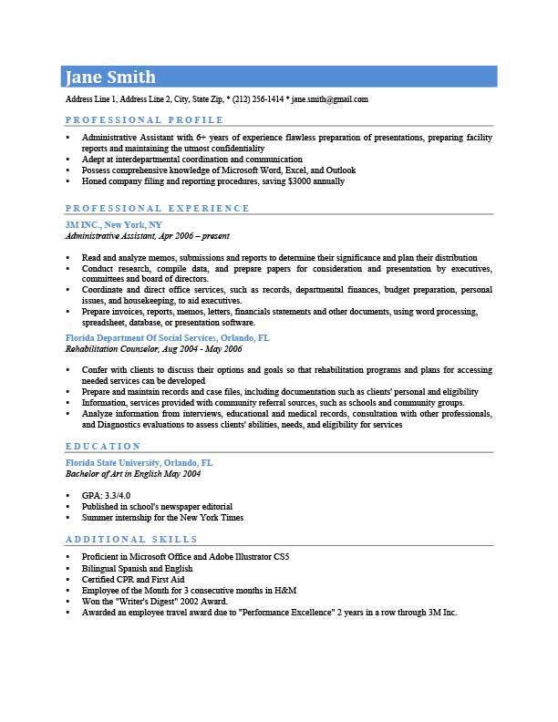 Comprehensive Resume Template Free Download