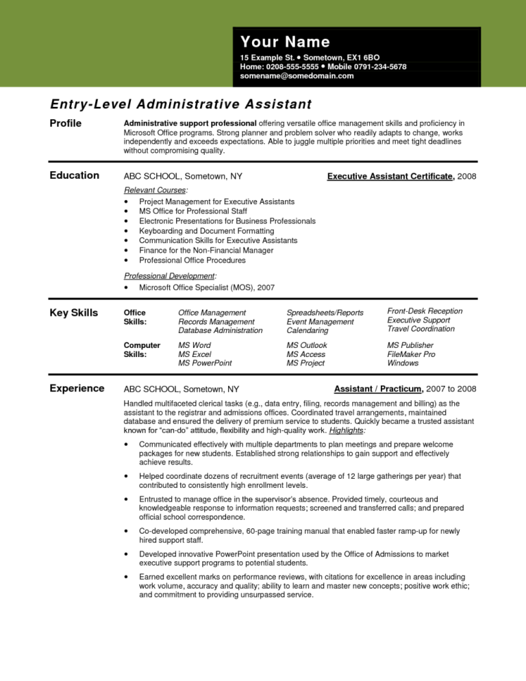 Top Notch Administrative Assistant Resume