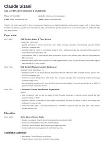 Call Centre CV Sample—25+ Examples and Writing Tips