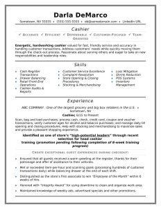 Job Description Of Cashier Free Resume Templates