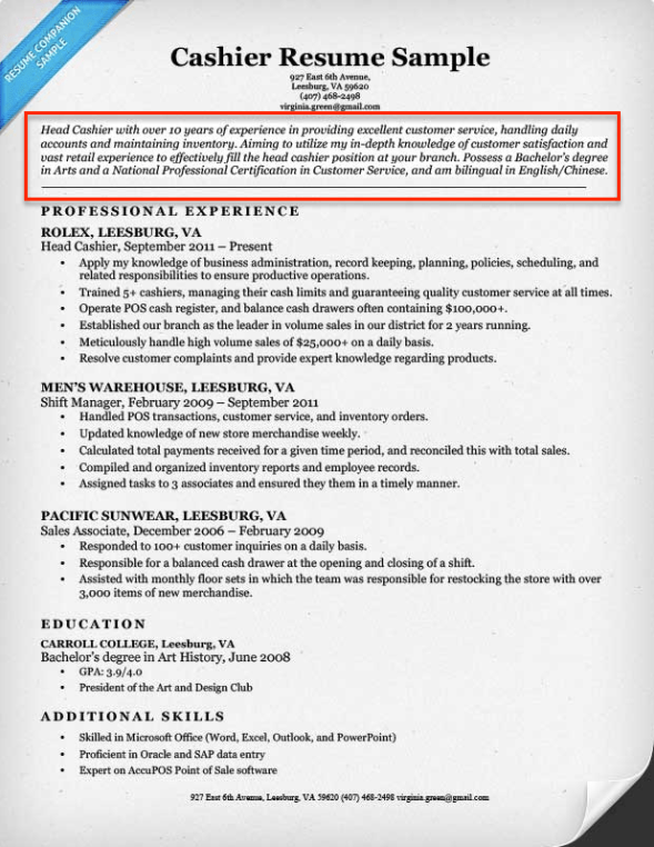 How To Write A Profile For A Resume Examples