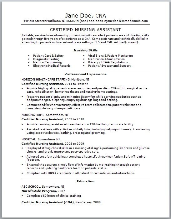 Best Resume CNA No Experience