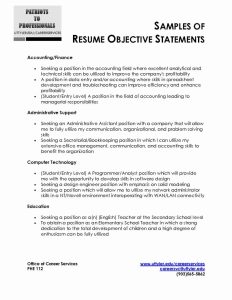 Generic Objective for Resume Luxury General Objective Statement for Re