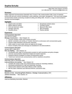 Best Communications Specialist Resume Example LiveCareer