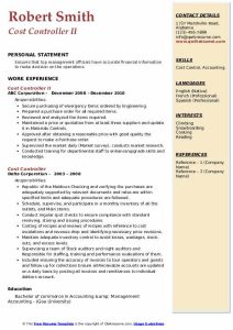 Cost Controller Resume Samples QwikResume