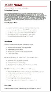 CV Example for a Summer Job MyPerfectCV