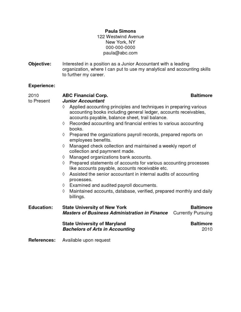 Bookkeeping Resume Examples Objective