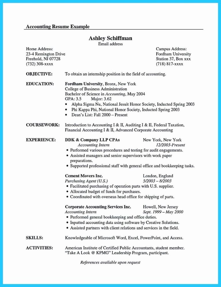 Accounting Major Resume Examples