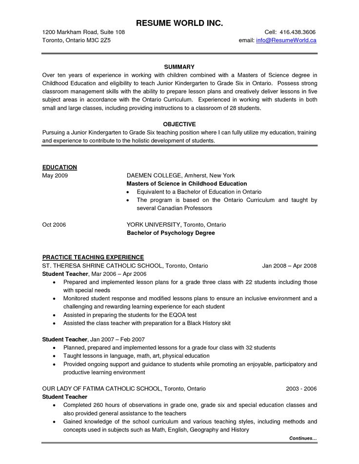 Canadian Professional Resume Format