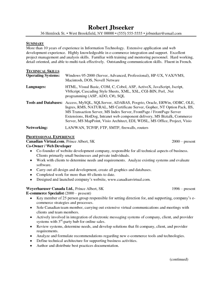 Front End Developer Resume Sample Download