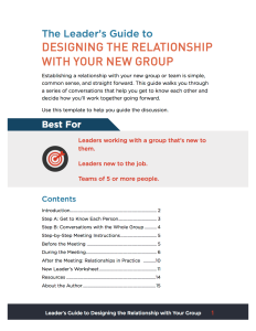 New Leader Introduction Designing the Relationship with Your Group