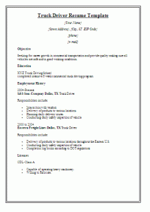Driver Cv Template Word Free Download