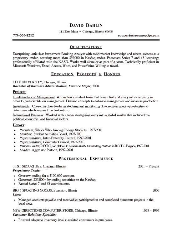 Resume Examples 2020 For College Students