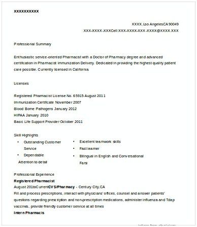 Clinical Pharmacist Resume Example