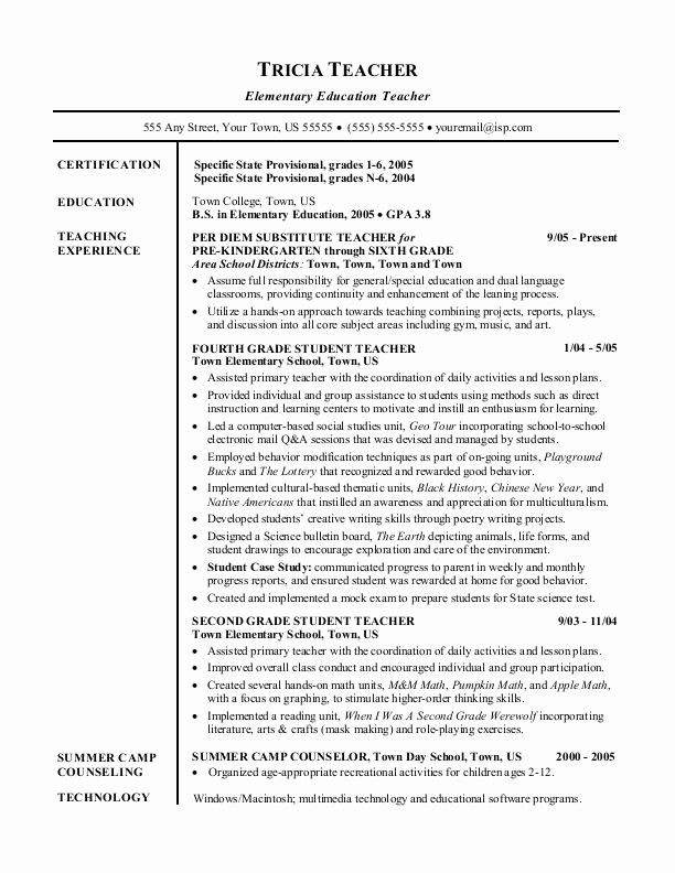 First Time Teacher Resume Examples