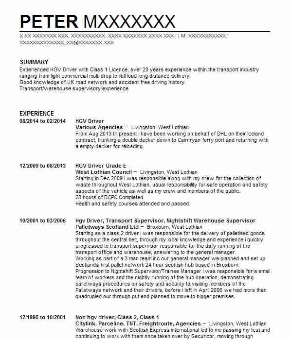 Delivery Driver Cv Template