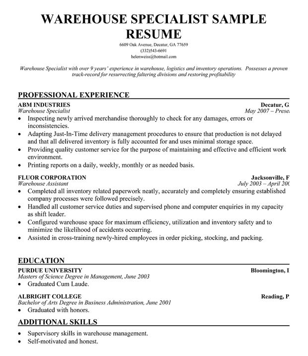 Operations Specialist Resume Objective