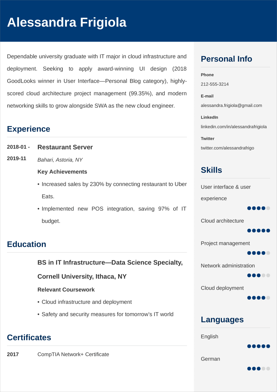 How To Write Work Profile In Resume