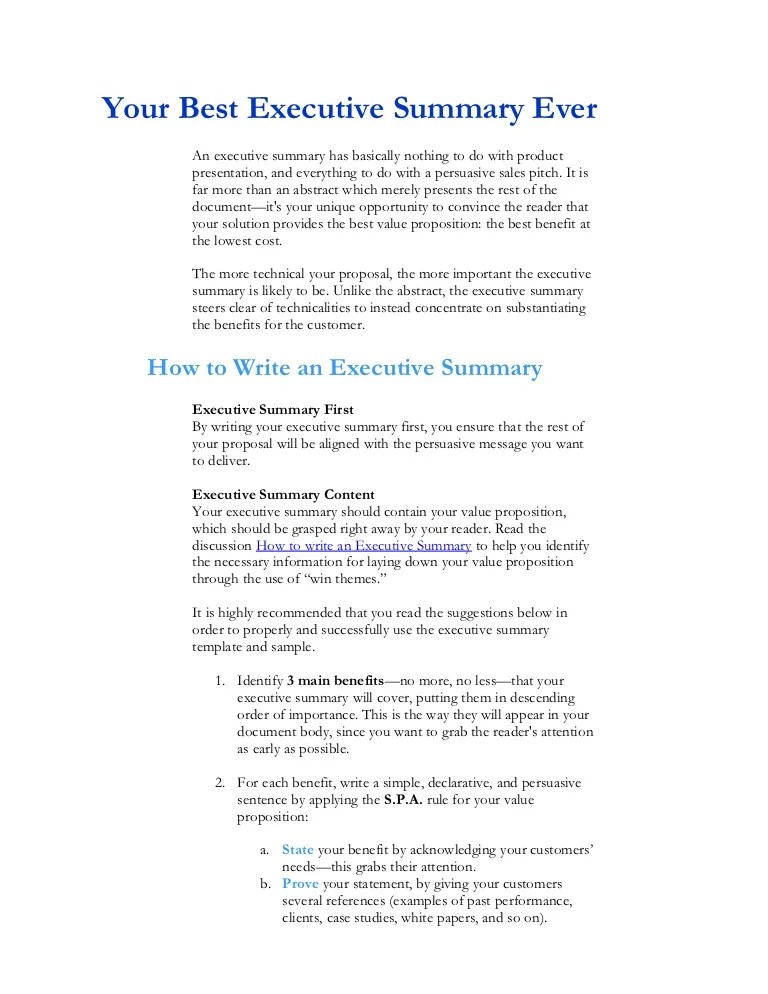 How To Write Executive Summary / 9+ Executive Summary Marketing Plan