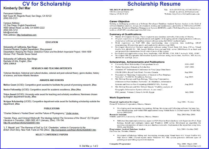 How To Make A Resume For College Scholarships