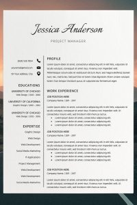 Elegant Resume Template Modern CV Template Jessica Anderson