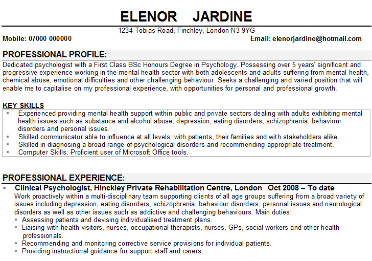 Personal Profile Cv Sample